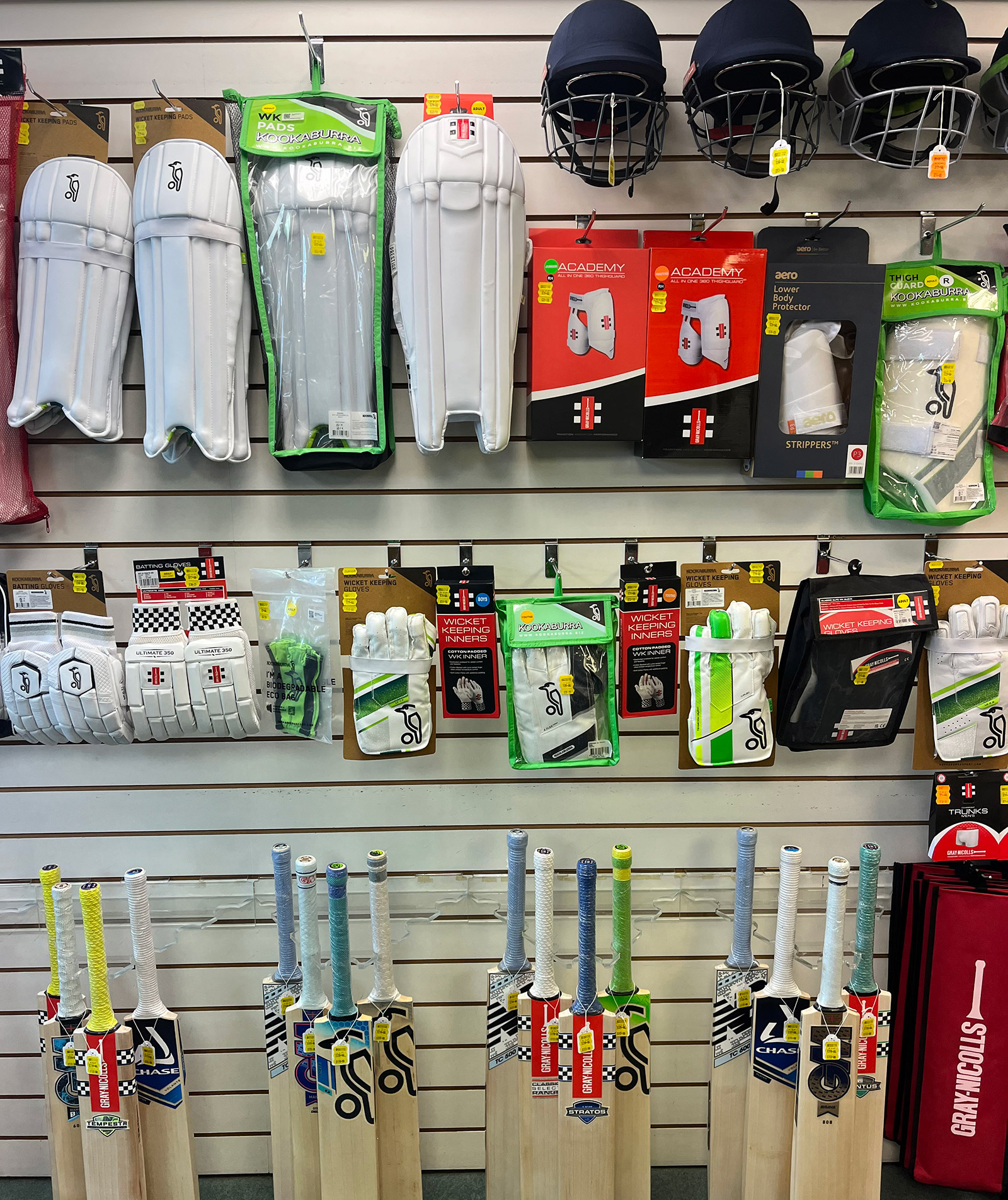 Cricket equipment and clothing on the website of Winners Sports and Equipment, Bognor Regis.