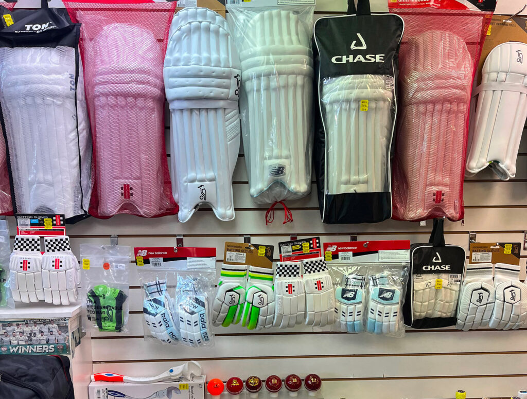Wicket keeper pads and gloves for cricket stocked by Winners Sports, Bognor Regis